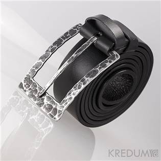KREDUM® Hynek Kalista Kožený opasek 3,5 cm - kovaná nerezová spona - Partner 3,5X - Draill, barva černá - KS7023A