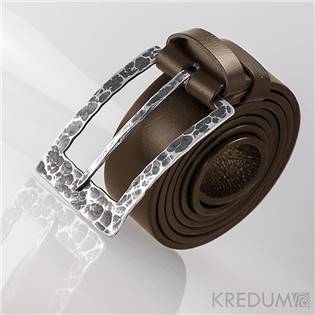 KREDUM® Hynek Kalista Kožený opasek 3,5 cm - kovaná nerezová spona - Partner 3,5X - Draill, barva hnědá - KS7023B