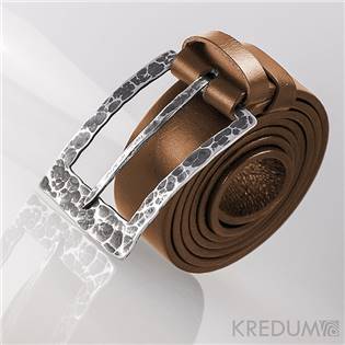 KREDUM® Hynek Kalista Kožený opasek 3,5 cm - kovaná nerezová spona - Partner 3,5X - Draill, barva světle hnědá - KS7023C