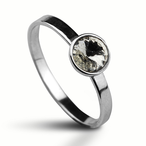 Strieborný prsteň s kameňom Crystals from Swarovski ®, farba: CRYSTAL
