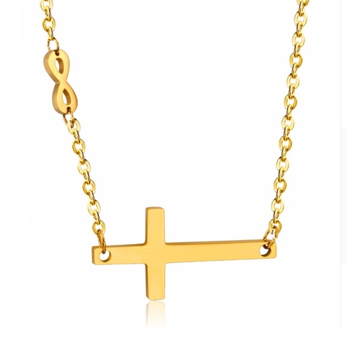 Pozlátený oceľový náhrdelník s krížikom