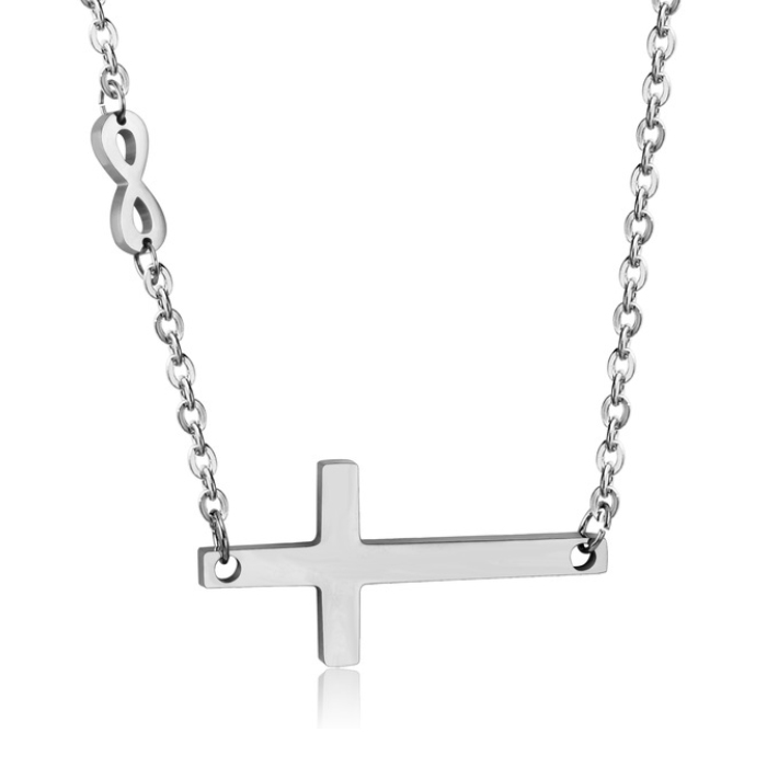 Dámsky oceľový náhrdelník s krížikom