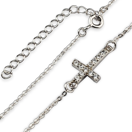 Strieborný náhrdelník - krížik so zirkónmi
