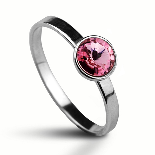 Strieborný prsteň s kameňom Crystals from Swarovski ®, farba: LIGHT ROSE