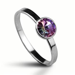 NUBIS® Stříbrný prsten s kamenem Crystals from SWAROVSKI®, barva: VITRAIL LIGHT - velikost 52 - CS5940-VL-52