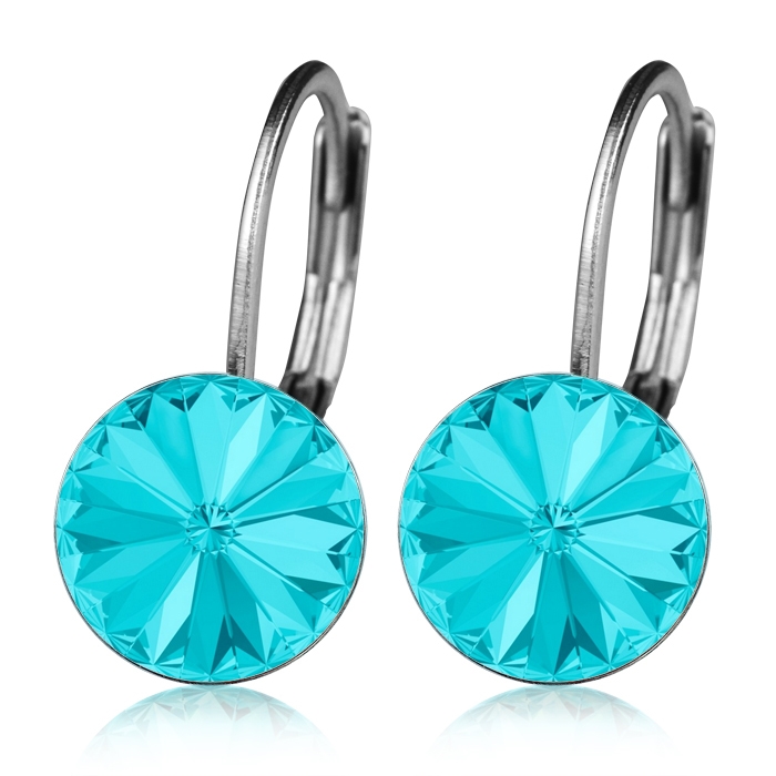 Oceľové náušnice s kryštálmi Swarovski ®, LIGHT TURQUOISE