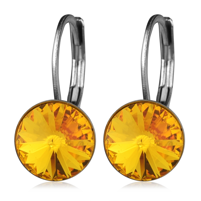 Oceľové náušnice s kryštálmi Swarovski ®, SUNFLOWER