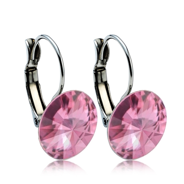 Oceľové náušnice s kryštálmi Swarovski ® 12 mm, ROSE