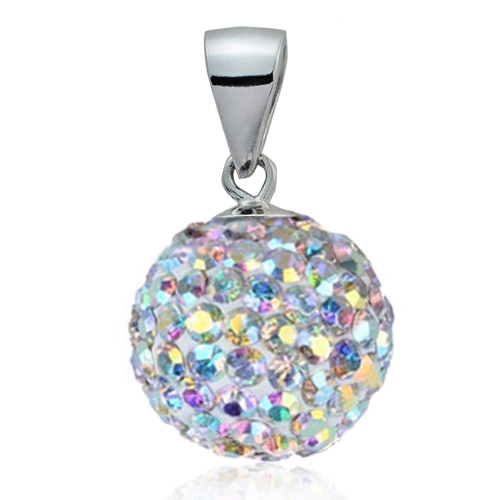 Strieborný prívesok guľa 10 mm s kryštálmi Crystals from Swarovski ®, Crystal AB