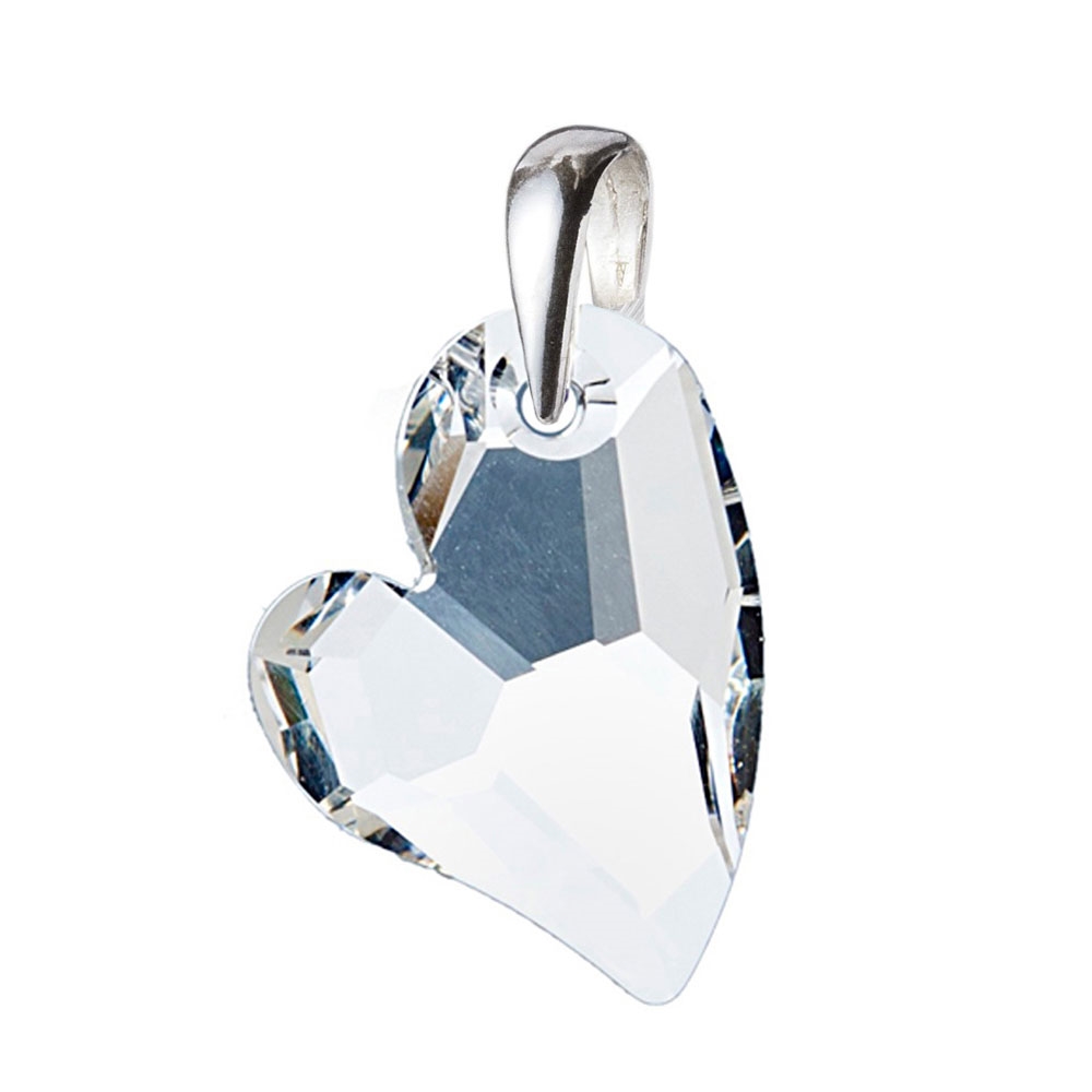 Strieborný prívesok srdce z dielne Crystals from Swarovski ®, Crystal AB