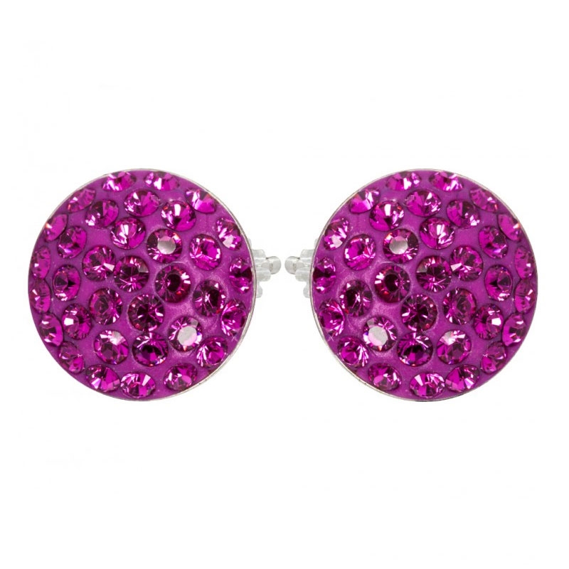 Strieborné náušnice s kryštálmi Crystals from Swarovski ®, FUCHSIA