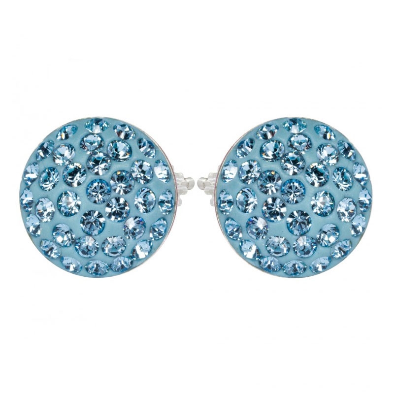 Strieborné náušnice s kryštálmi Crystals from Swarovski ®, AQUAMARINE