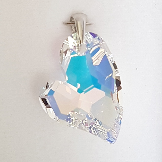 Strieborný prívesok srdce z dielne Crystals from Swarovski ®, Crystal AB