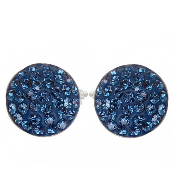 Strieborné náušnice s kryštálmi Crystals from Swarovski ®, MONTANA BLUE