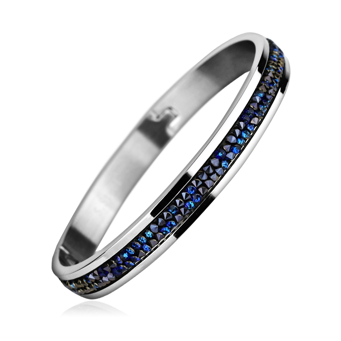 Oceľový náramok s kryštálmi Crystals from Swarovski ® BERMUDA BLUE
