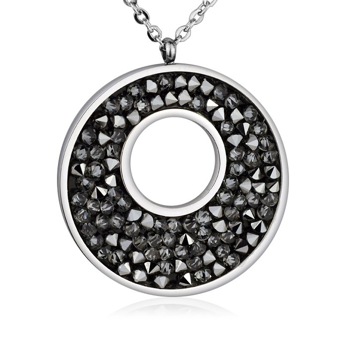 Ocelový náhrdelník s krystaly Crystals from Swarovski®, GREY METALISEÉ LV5001-GME