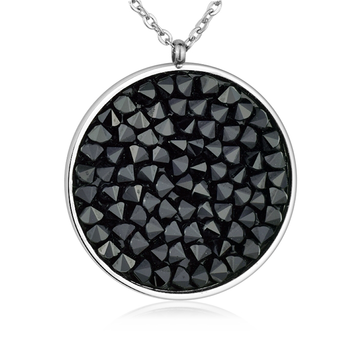 Ocelový náhrdelník s krystaly Crystals from Swarovski®, BLACK JET LV5002-JET
