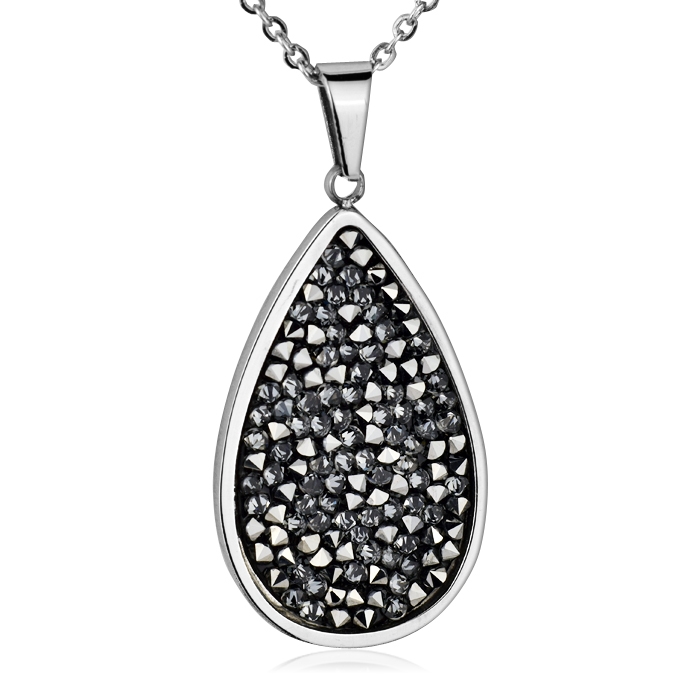 Ocelový náhrdelník s krystaly Crystals from Swarovski®, GREY METALISEÉ LV5004-GME