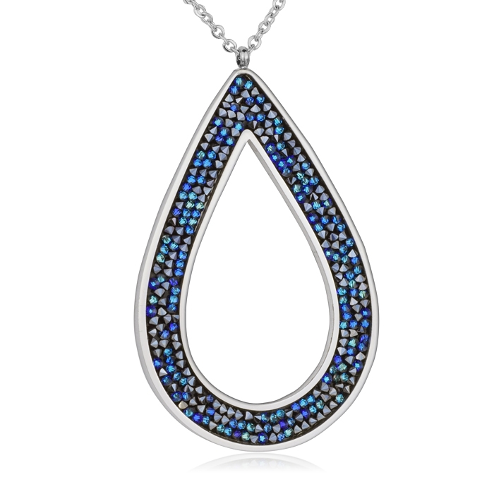 Ocelový náhrdelník s krystaly Crystals from Swarovski®, BERMUDA BLUE LV5003-BB