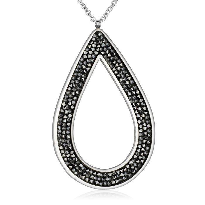 Ocelový náhrdelník s krystaly Crystals from Swarovski®, GREY METALISEÉ LV5003-GME
