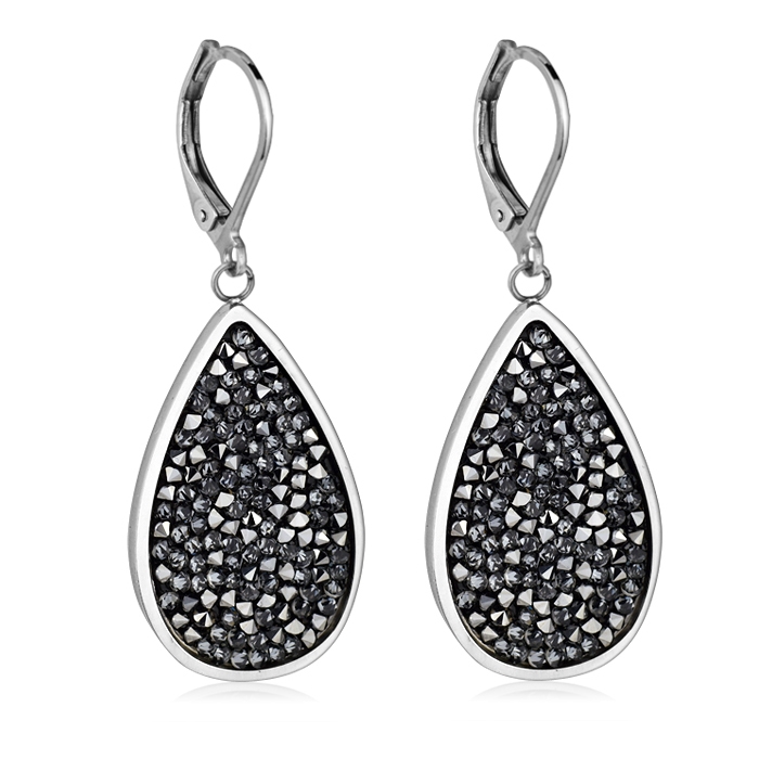 Oceľové náušnice s kryštálmi Crystals from Swarovski ®, GREY METALISEÉ