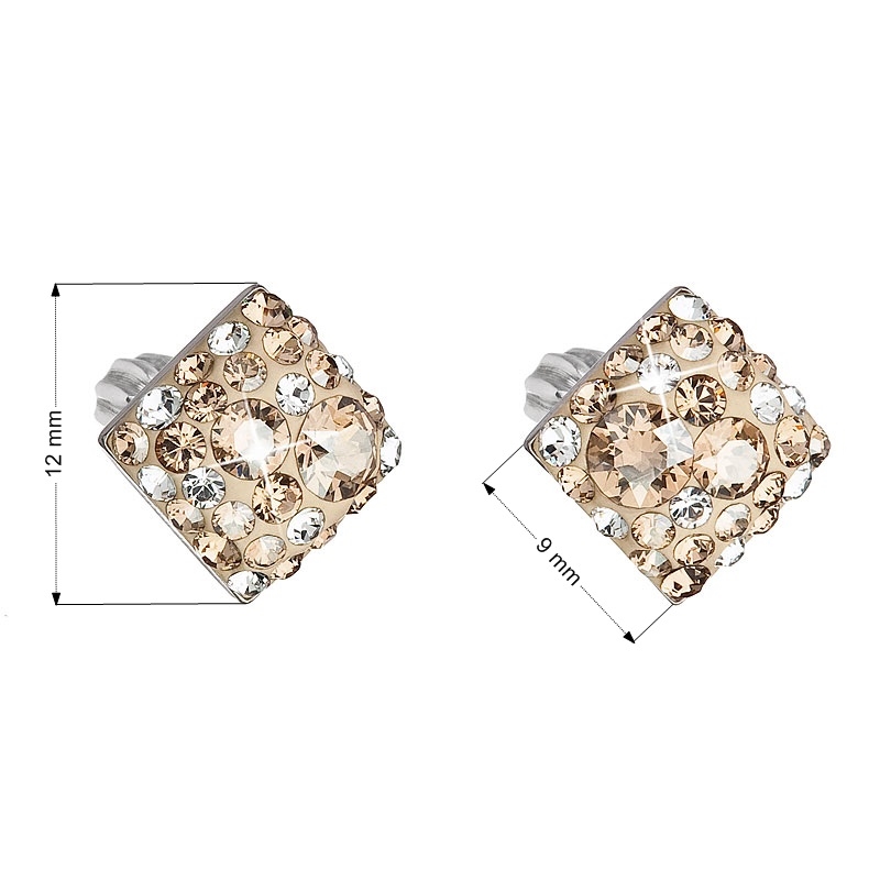 Strieborné skrutkovacie náušnice s kryštálmi Crystals from Swarovski ®, Gold