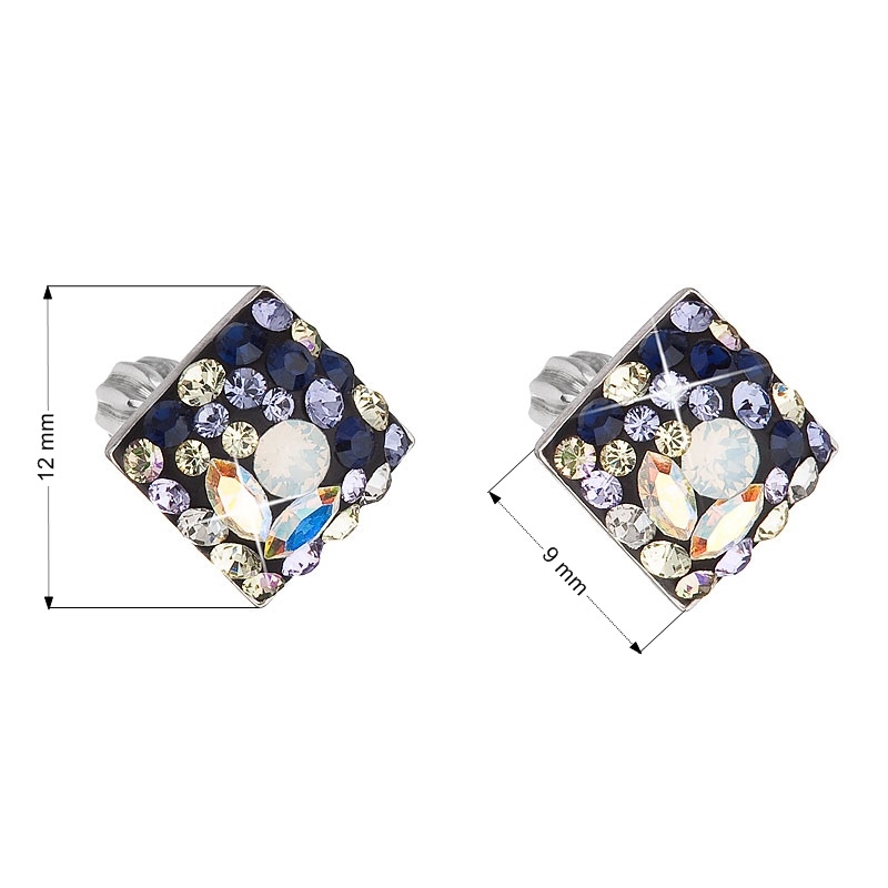 Strieborné skrutkovacie náušnice s kryštálmi Crystals from Swarovski ®, Indigo