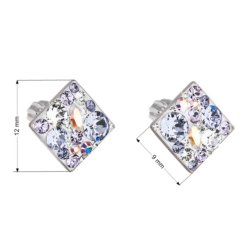 Stříbrné šroubovací náušnice s krystaly Crystals from Swarovski®, Violet EG2006-VI