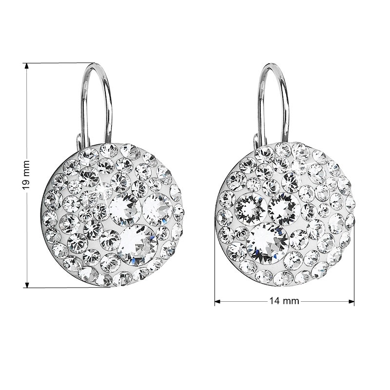 Strieborné závesné náušnice s kryštálmi Crystals from Swarovski ®, Crystal