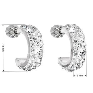 EVOLUTION GROUP CZ Stříbrné náušnice kruhy s krystaly Crystals from Swarovski®, Crystal - 31118.1 Crystal