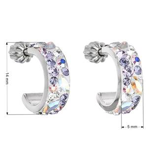 EVOLUTION GROUP CZ Stříbrné náušnice kruhy s krystaly Crystals from Swarovski®, Violet - 31118.3 Violet
