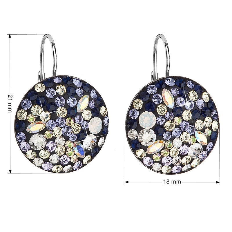 Strieborné náušnice s kryštálmi Crystals from Swarovski ®, Indigo