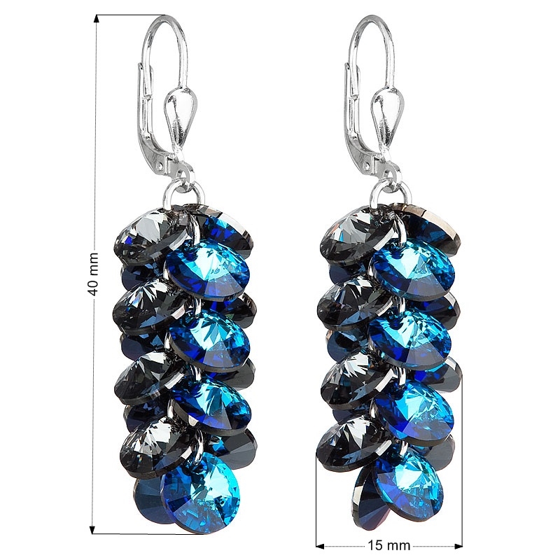 Strieborné visiace náušnice s kryštálmi Crystals from Swarovski ®, Blue