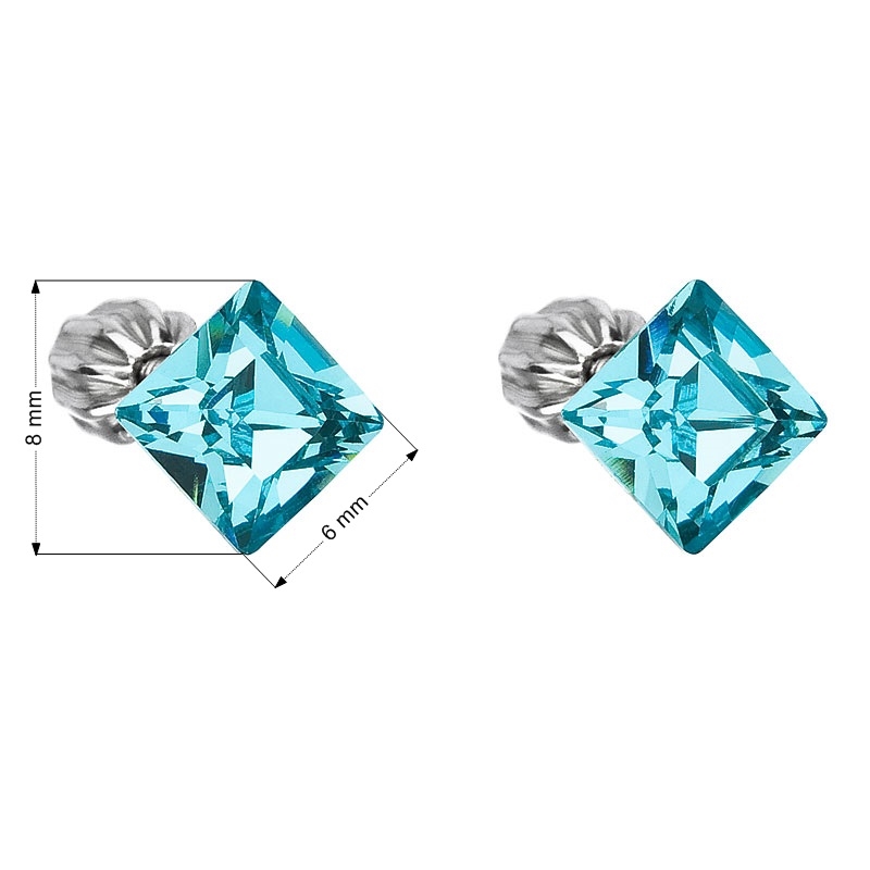 Strieborné náušnice s kryštálmi Crystals from Swarovski ®, Light Turquoise