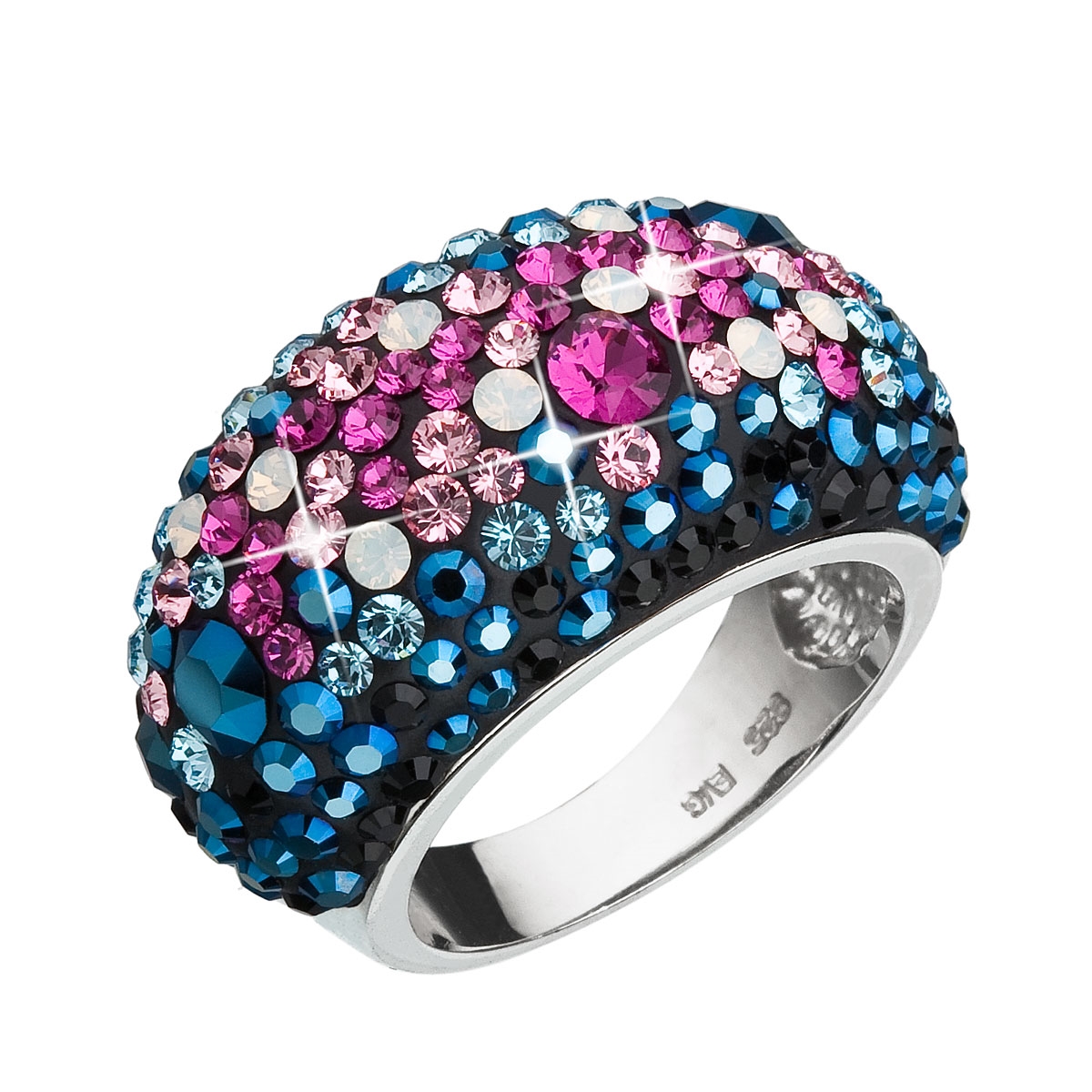 Strieborný prsteň s kryštálmi Crystals from Swarovski ®, Galaxy