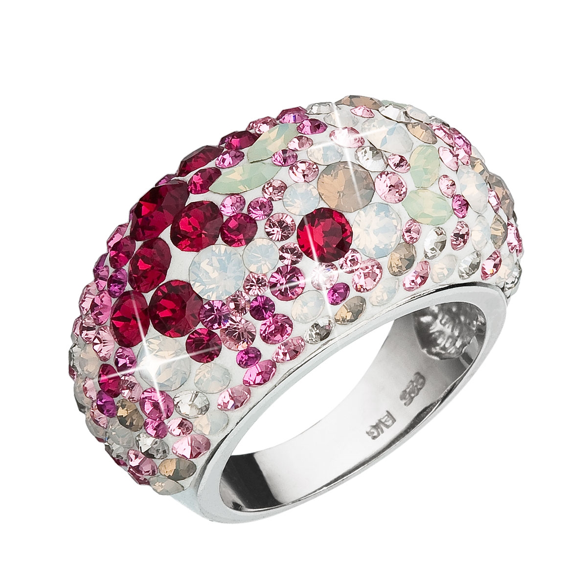 Strieborný prsteň s kryštálmi Crystals from Swarovski ®, Sweet Love