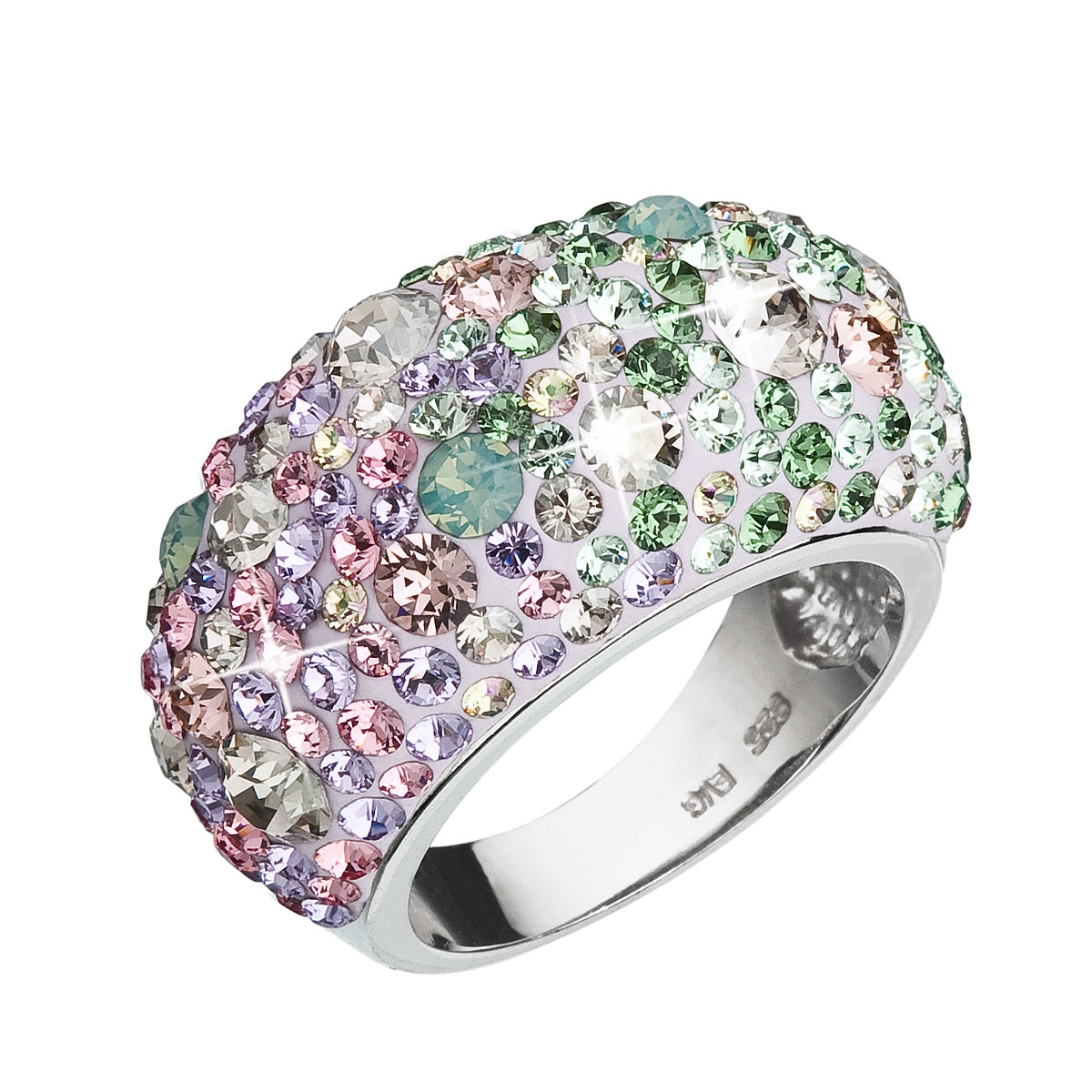 Strieborný prsteň s kryštálmi Crystals from Swarovski ®, Sakura