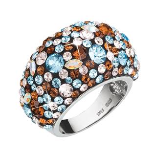 EVOLUTION GROUP CZ Stříbrný prsten s krystaly Crystals from Swarovski®, Aqua - velikost 56 - 35028.3
