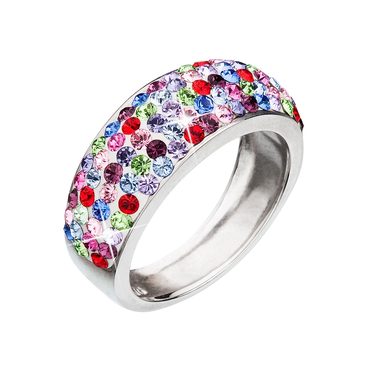 Strieborný prsteň s kryštálmi Crystals from Swarovski ®, Mix farieb