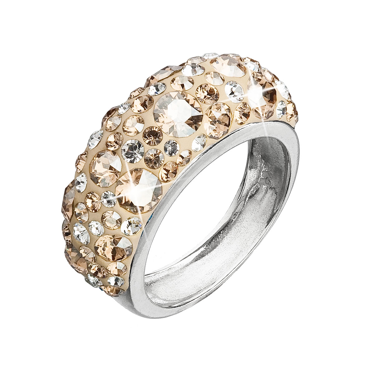 Strieborný prsteň s kryštálmi Crystals from Swarovski ®, Gold