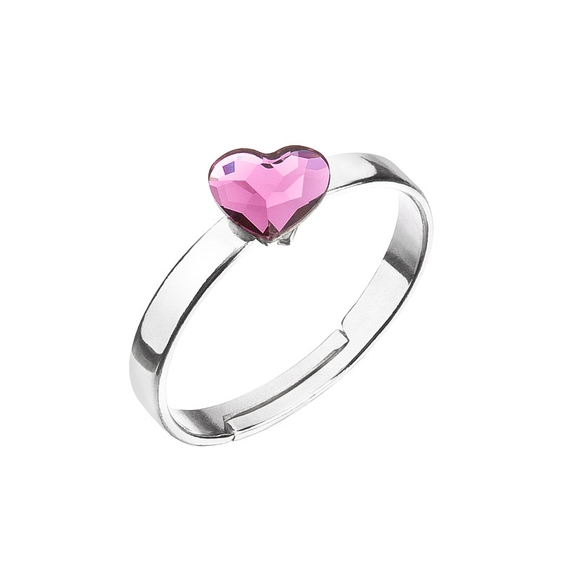 Strieborný prsteň s kryštálmi Swarovski ružové srdce