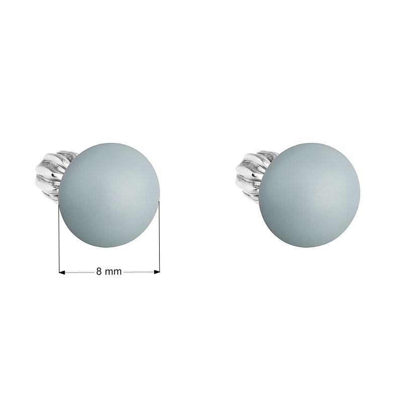 Strieborné náušnice pecka s perlou Swarovski modré okrúhle