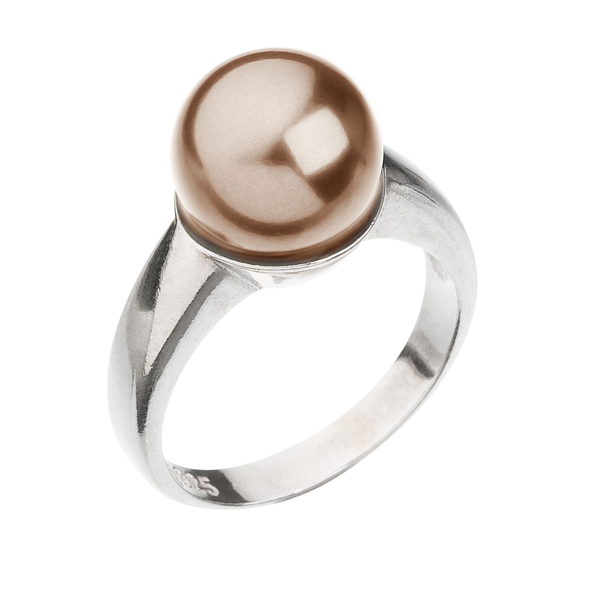 Strieborný prsteň s perlou hnedý