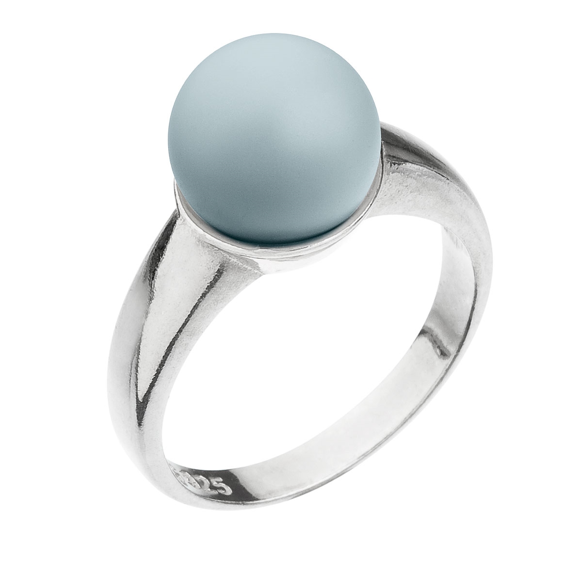 Strieborný prsteň s perlou pastelovo modrý