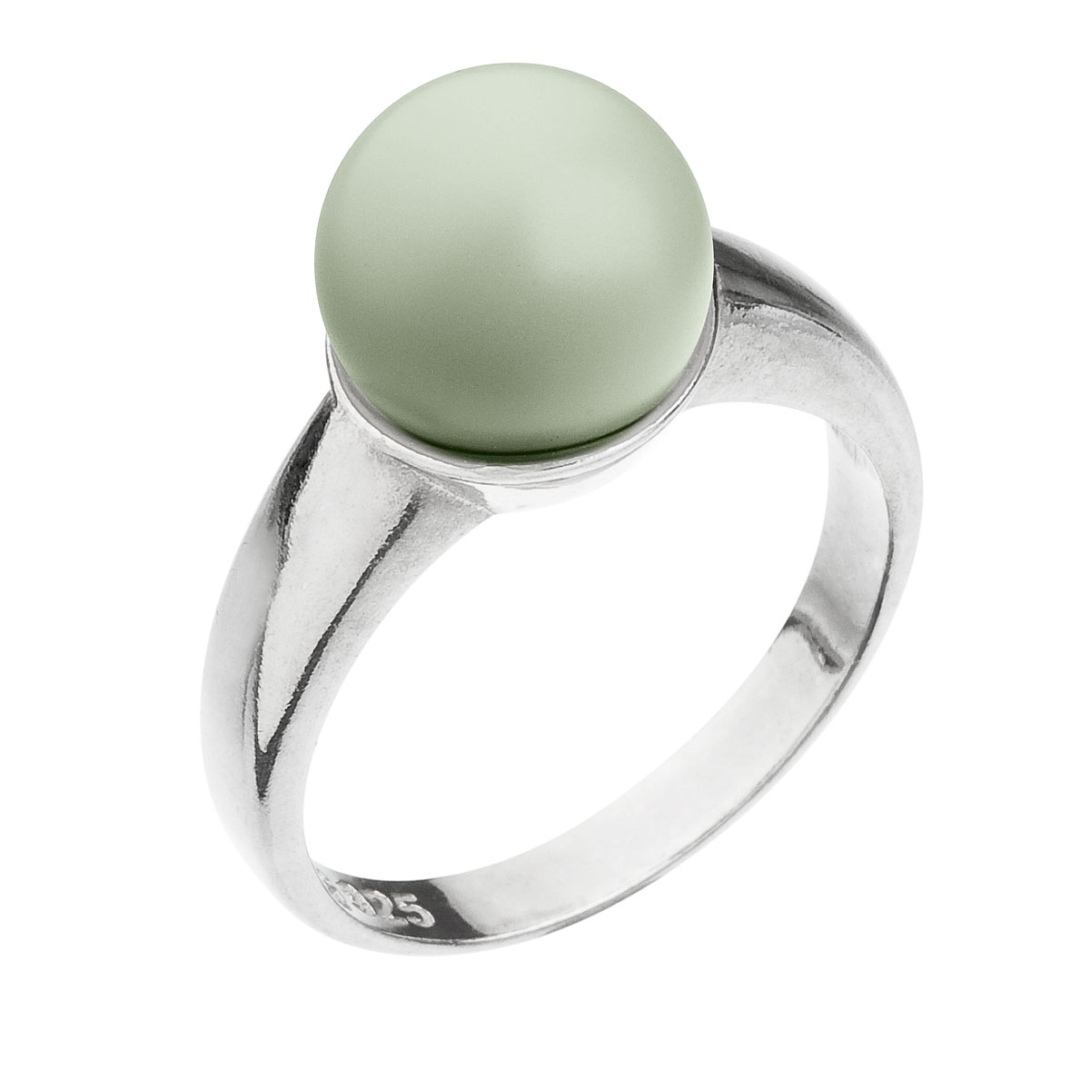 Strieborný prsteň s perlou pastelovo zelený pastel green