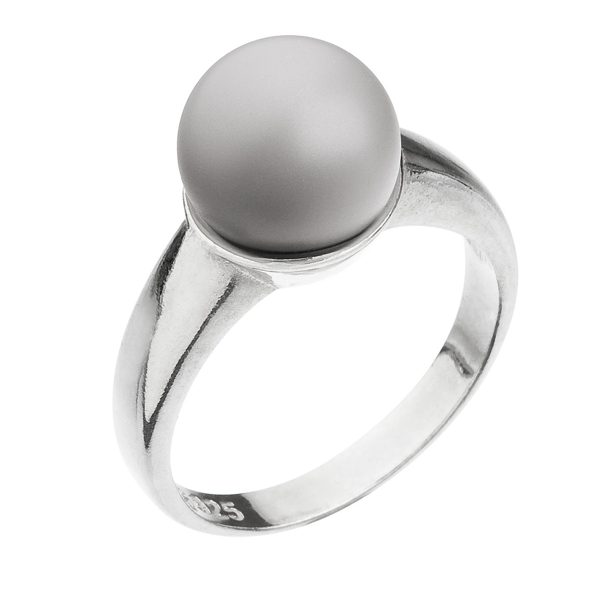 Strieborný prsteň s perlou pastelovo sivý