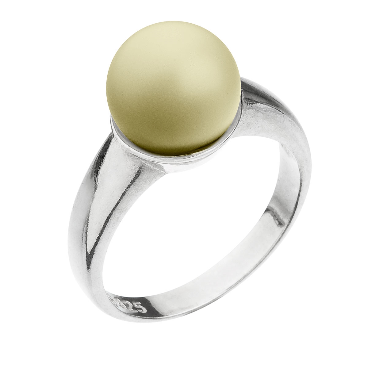 Strieborný prsteň s perlou pastelovo žltý