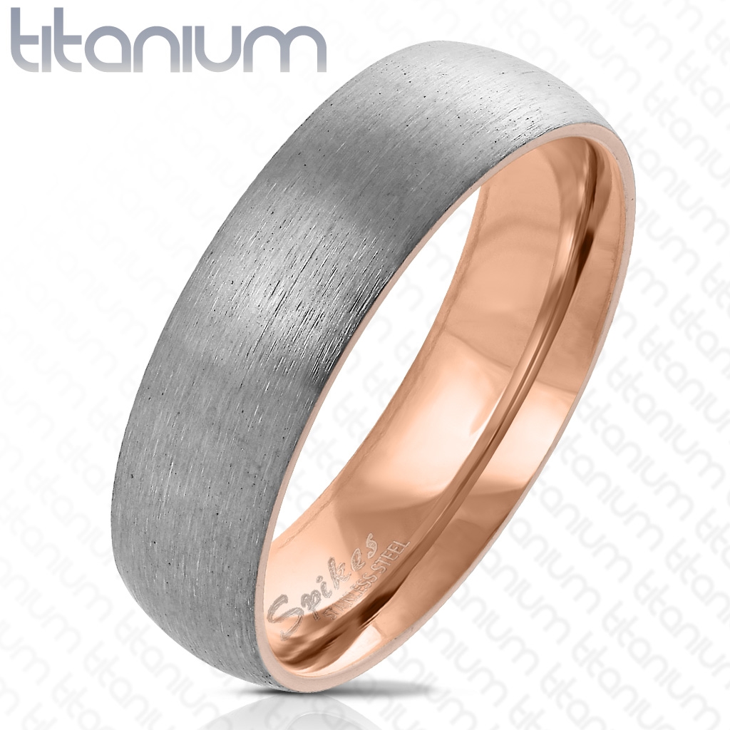 Pozlátený matný prsteň titán, šírka 6 mm, veľ. 62