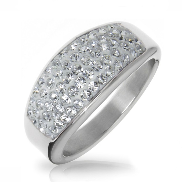 Oceľový prsteň s kryštálmi Crystals from Swarovski ®, CRYSTAL