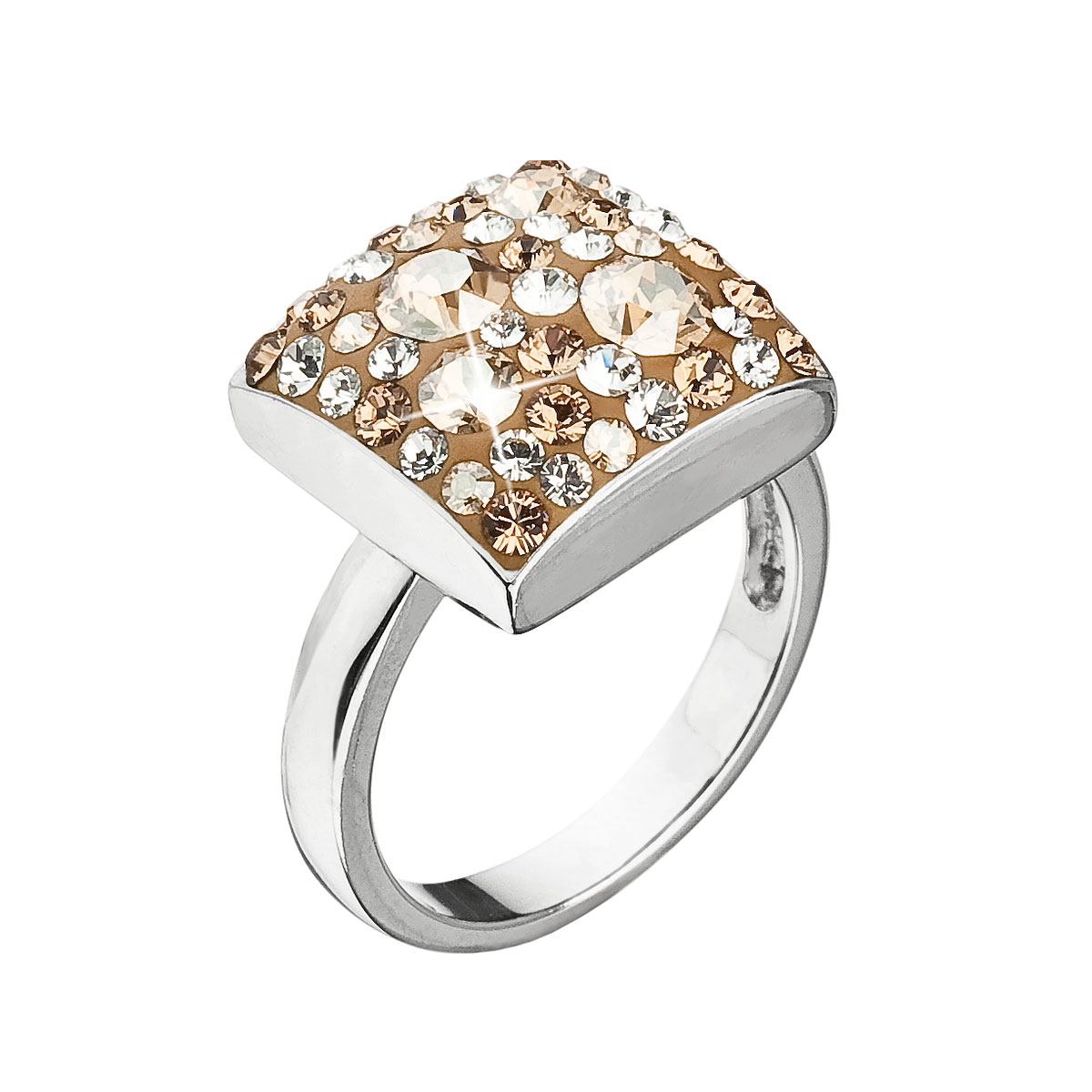 Strieborný prsteň s kryštálmi Swarovski Gold